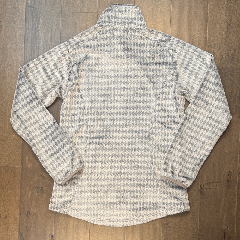 The North Face Girl XL (18) Gray Diamond Print Full Zip Fleece Jacket Soft Plush - Picture 4 of 6